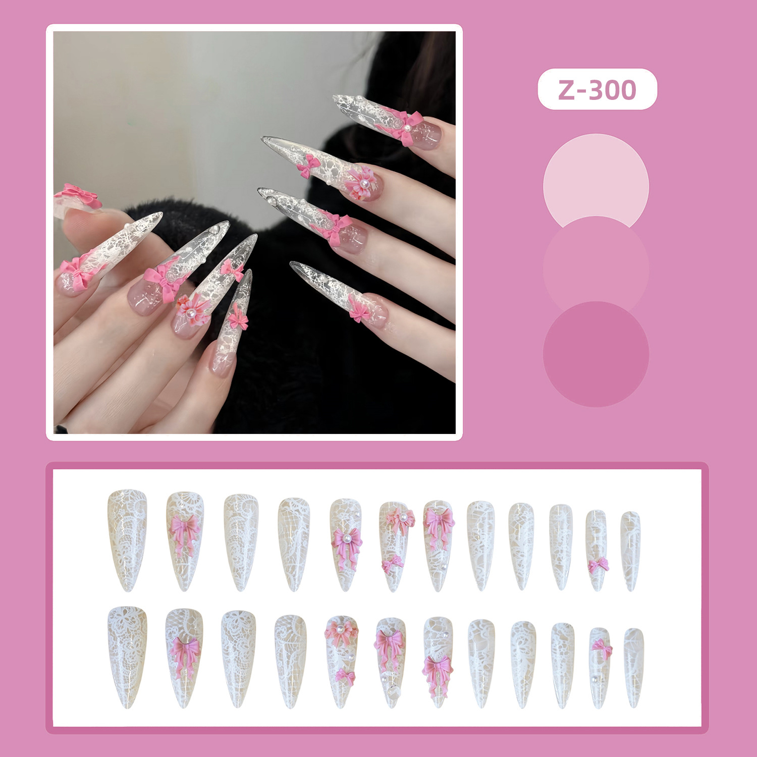 24Pcs Pink White Press On Nail - đánh giá và giá 3D Printing Ptc