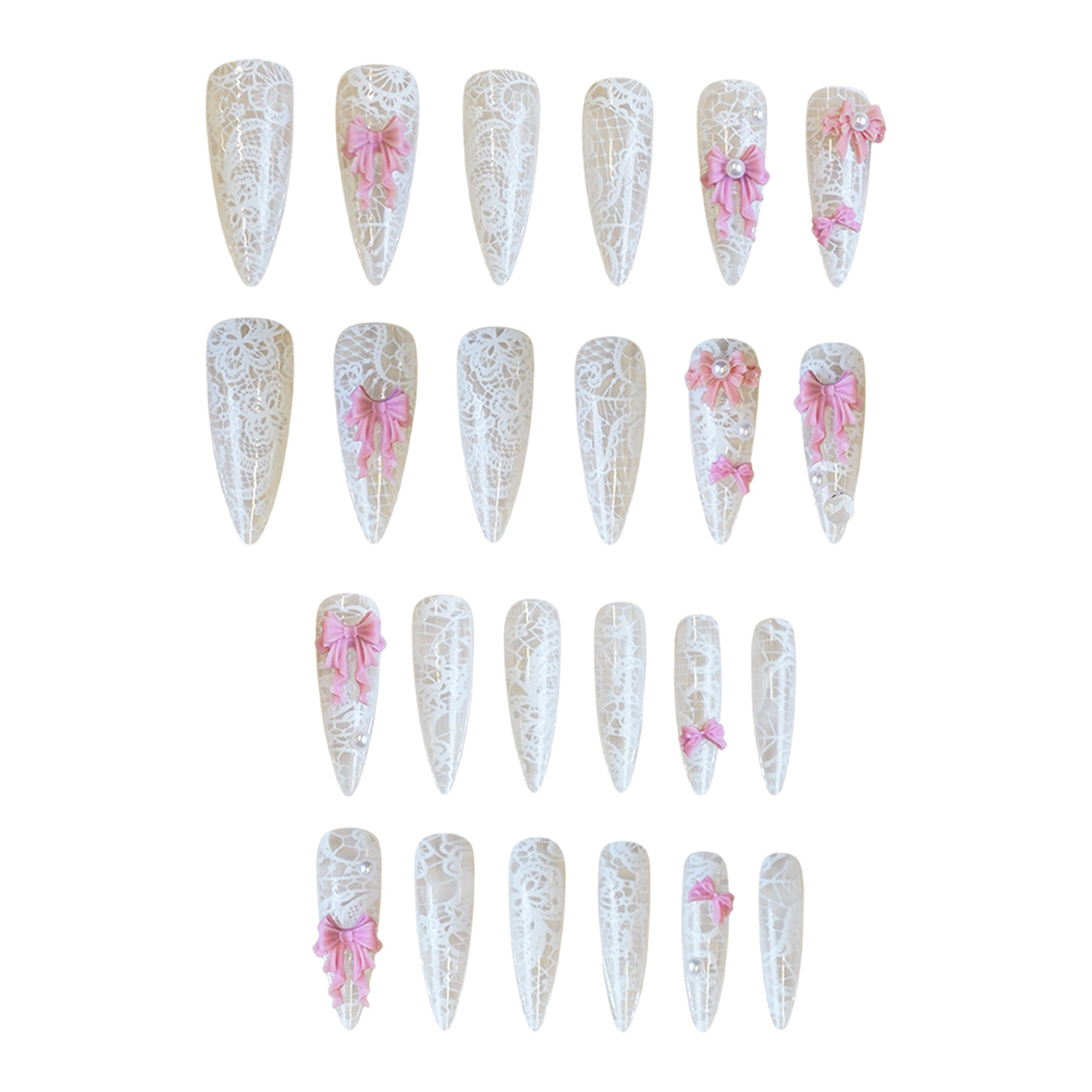 24Pcs Pink White Press On Nail - đánh giá và giá 3D Printing Ptc